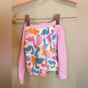 Girl Dino rash guard/swim top with pink sleeves
